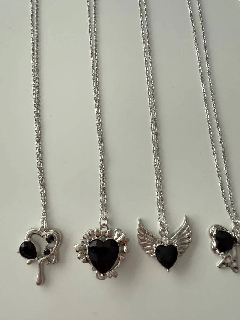 Absolutely Stunning Handmade Whimsical Black Gem Necklaces 17” Beadsbylillixx