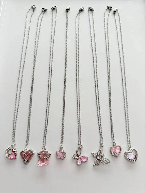Absolutely Stunning Handmade Whimsical Pink Gem Necklaces 17” Beadsbylillixx