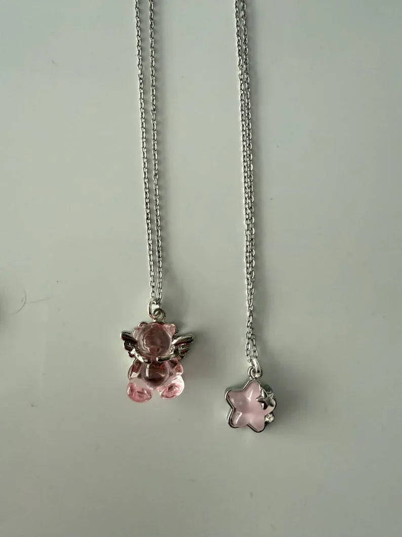 Absolutely Stunning Handmade Whimsical Pink Gem Necklaces 17” Beadsbylillixx