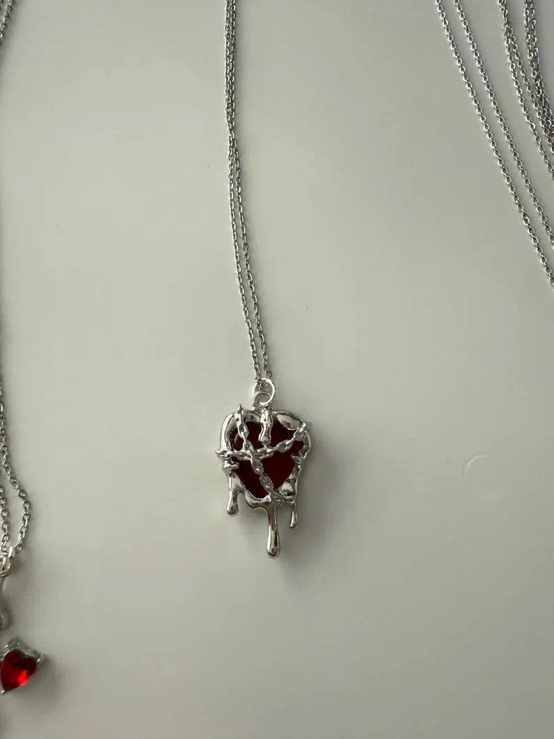 Absolutely Stunning Handmade Whimsical Red Gem Necklaces 17” Beadsbylillixx
