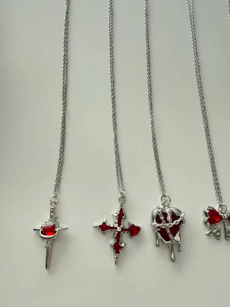 Absolutely Stunning Handmade Whimsical Red Gem Necklaces 17” Beadsbylillixx