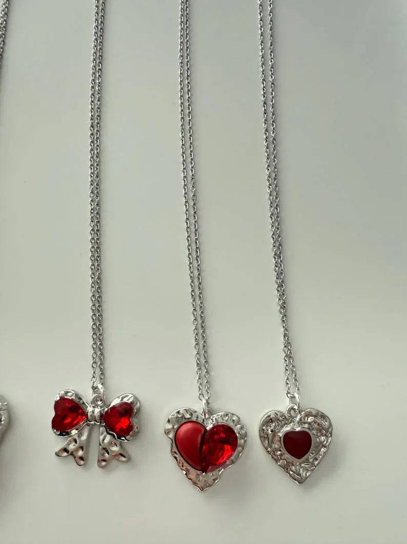 Absolutely Stunning Handmade Whimsical Red Gem Necklaces 17” Beadsbylillixx
