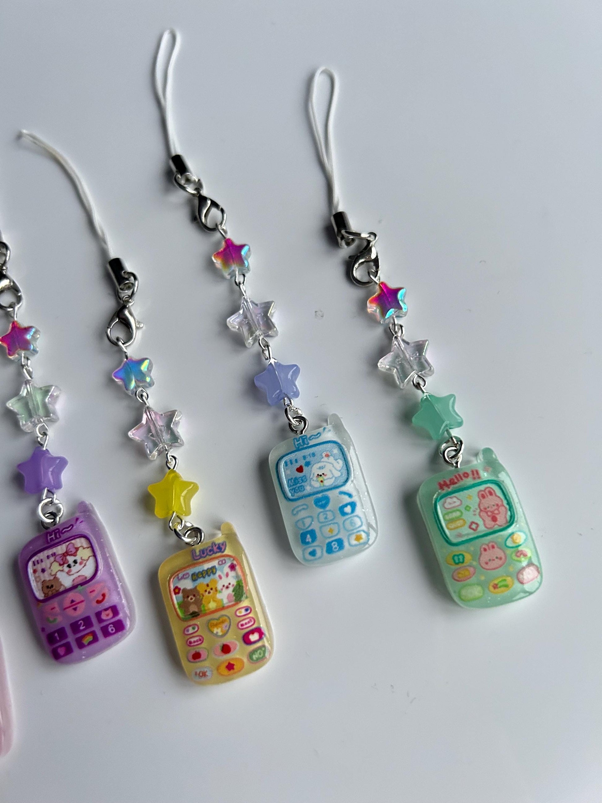 HANDMADE Cute Retro Mobile Phone Charms Green