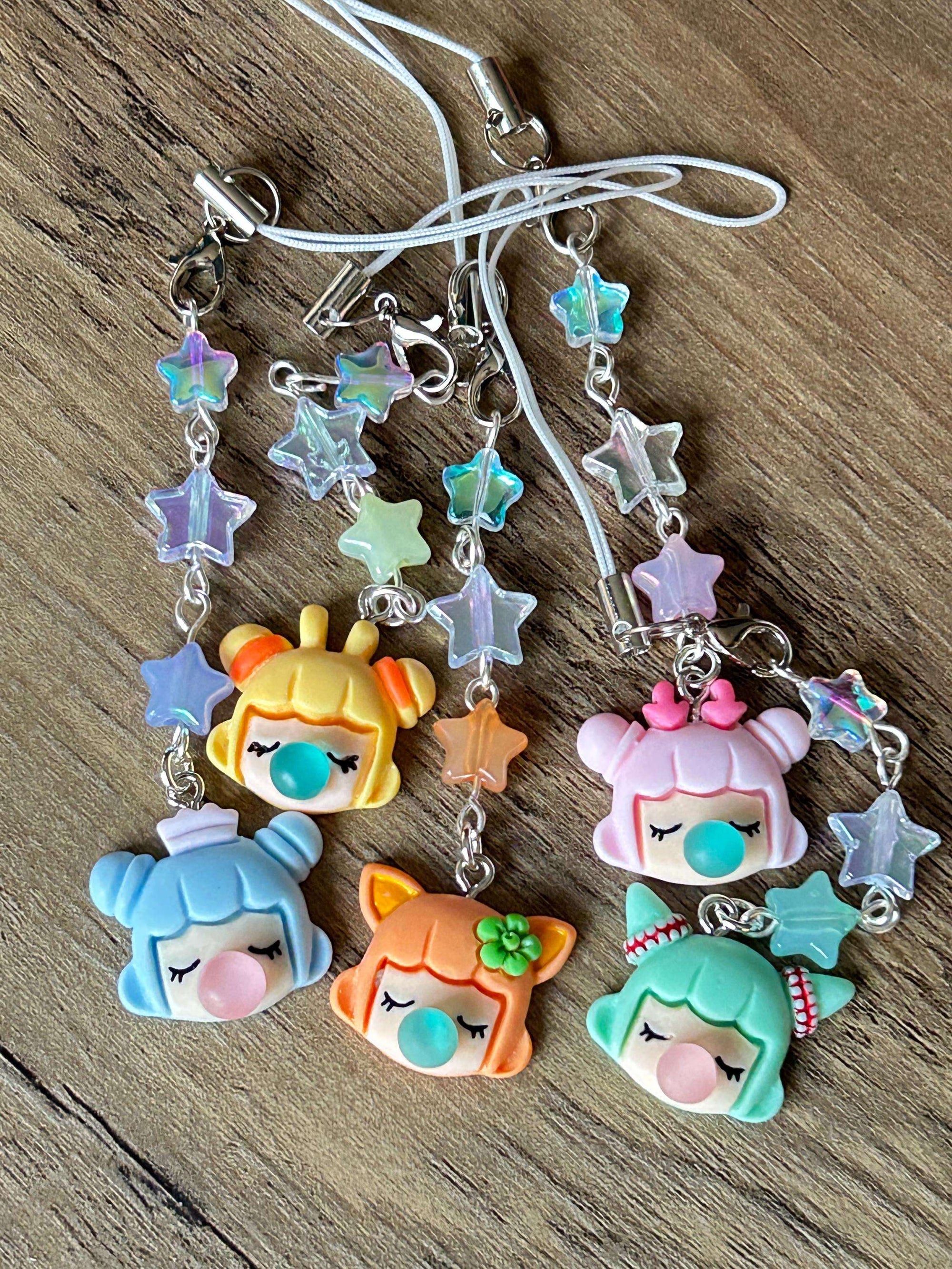 HANDMADE Cute Kawaii Bubblegum Girl Phone Charms