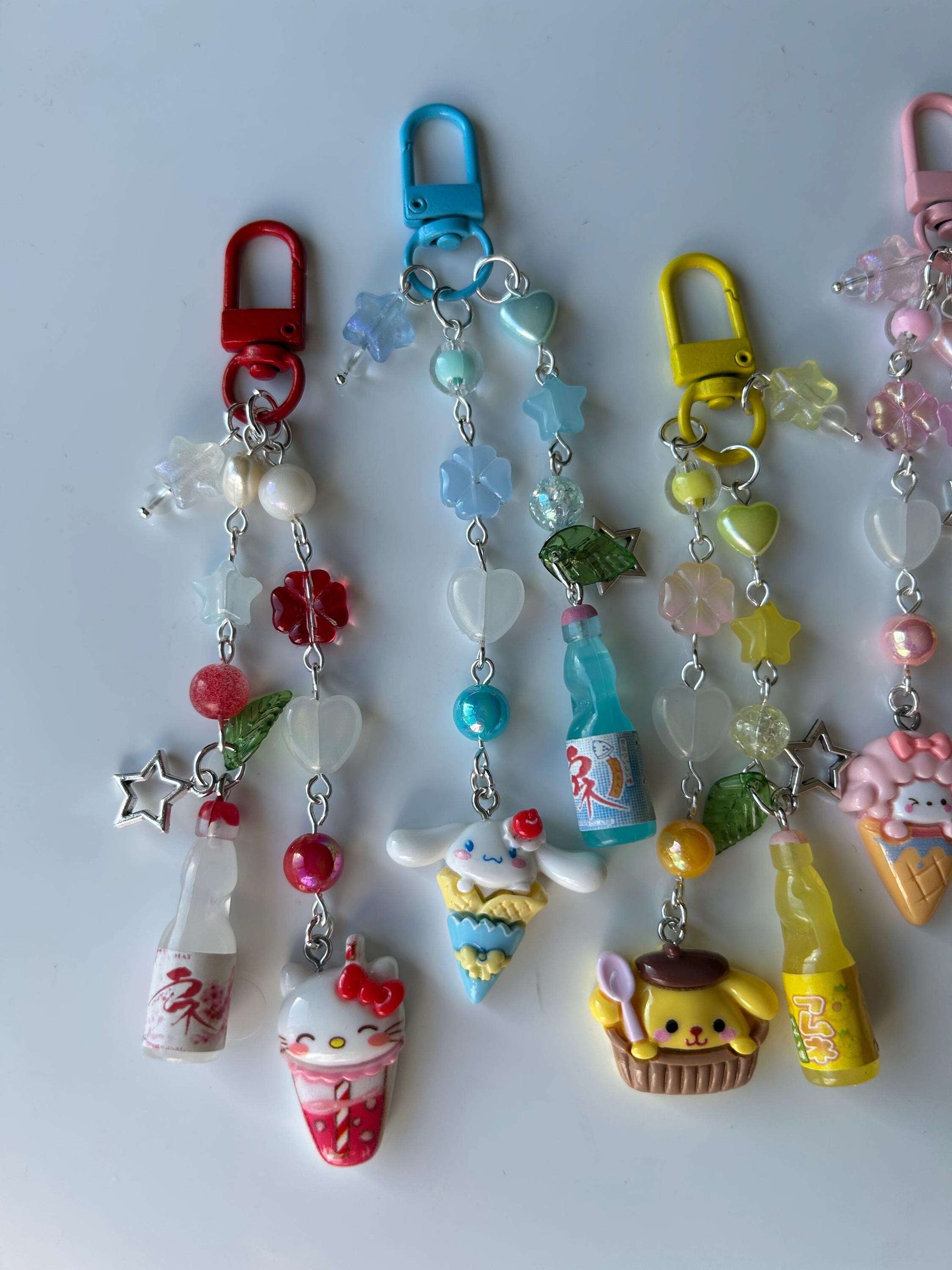 HANDMADE Kawaii Cute Sanrio Desserts Ramune Drink Bottle Keychains Cinnamoroll