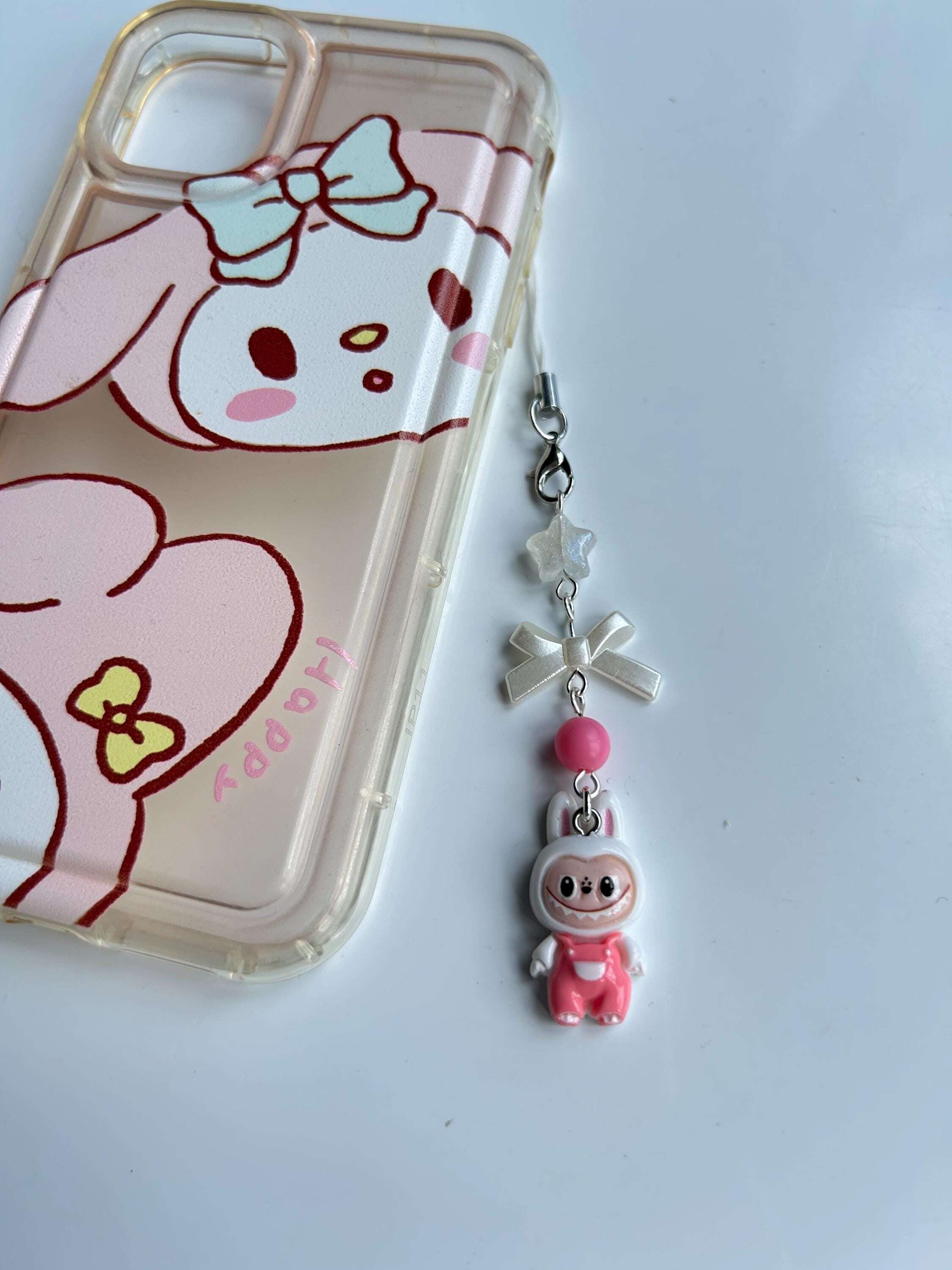HANDMADE Cute Monsters Themed Phone Charm Pink Overall