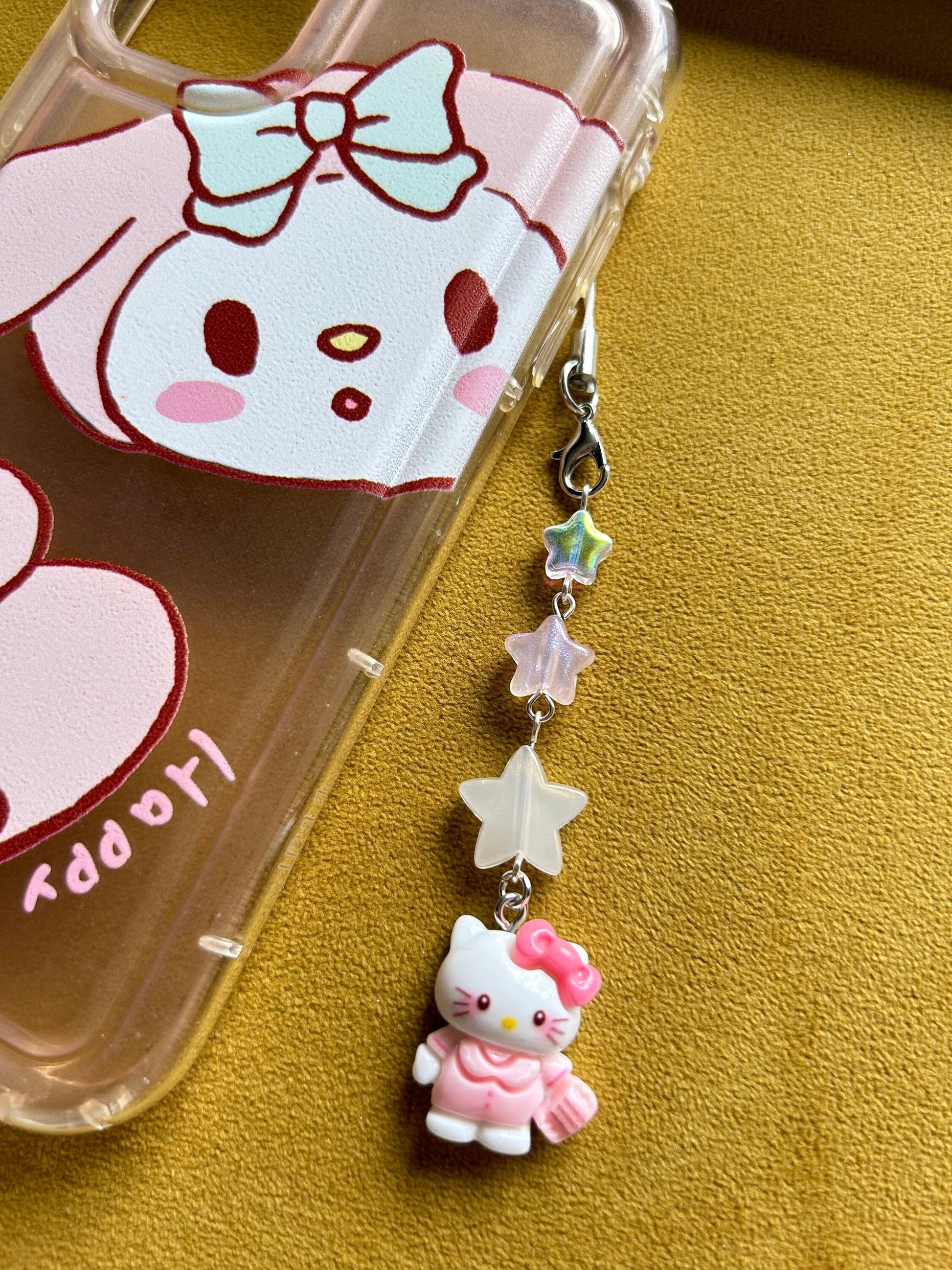 HANDMADE Cute Hello Kitty Inspired Phone Charms Pink Pjs