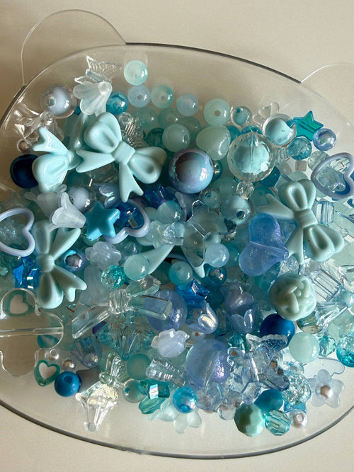 Blue Bead Mix – Ocean Blue Kawaii Bead Soup | Acrylic Craft Beads for Jewelry, Phone Charms, Bracelets & Keychains Beadsbylillixx