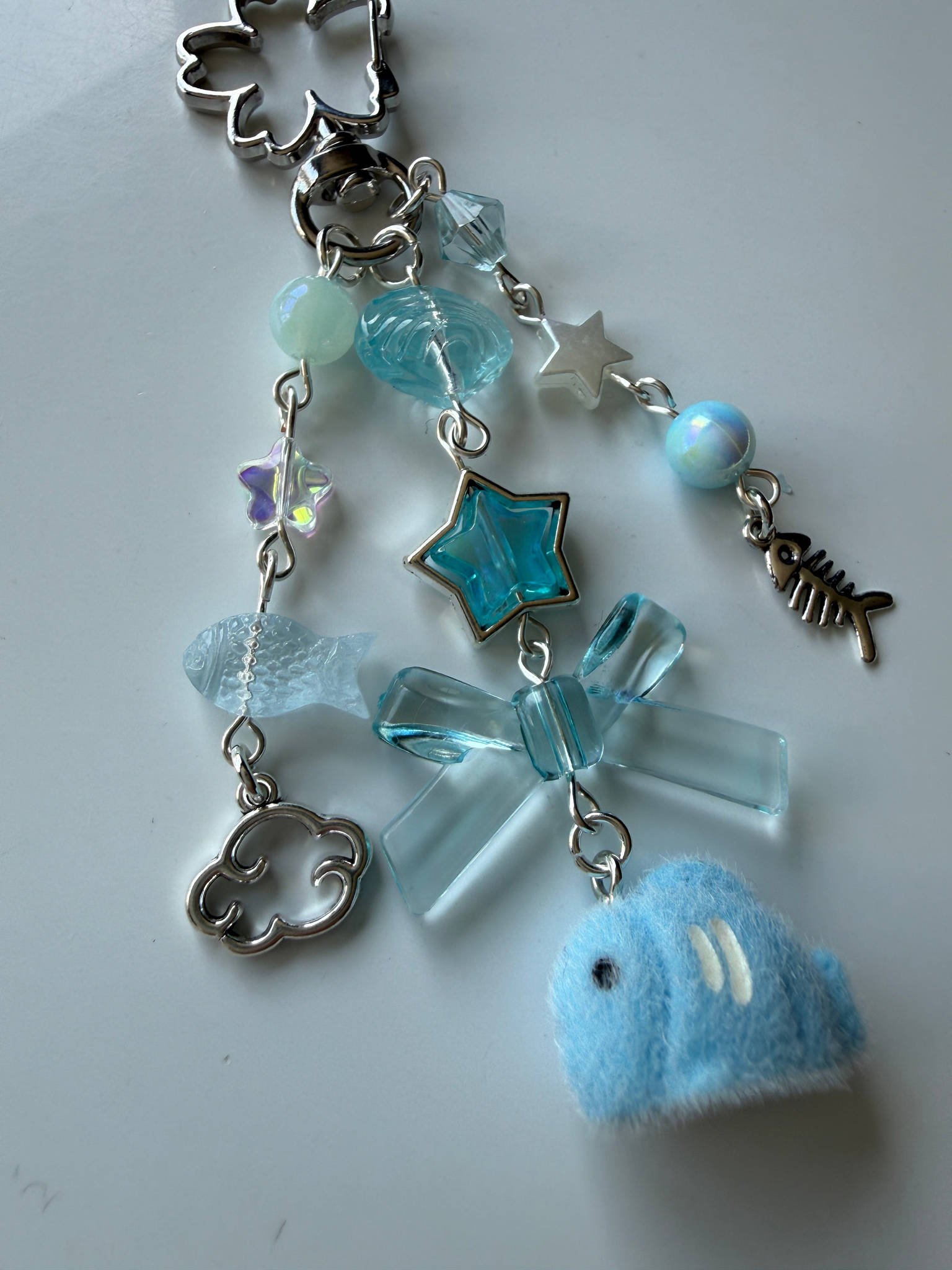 Bubbles the Blue Fish keychain | Chunky Ocean Collection | Fluffy Kawaii keychain Beadsbylillixx