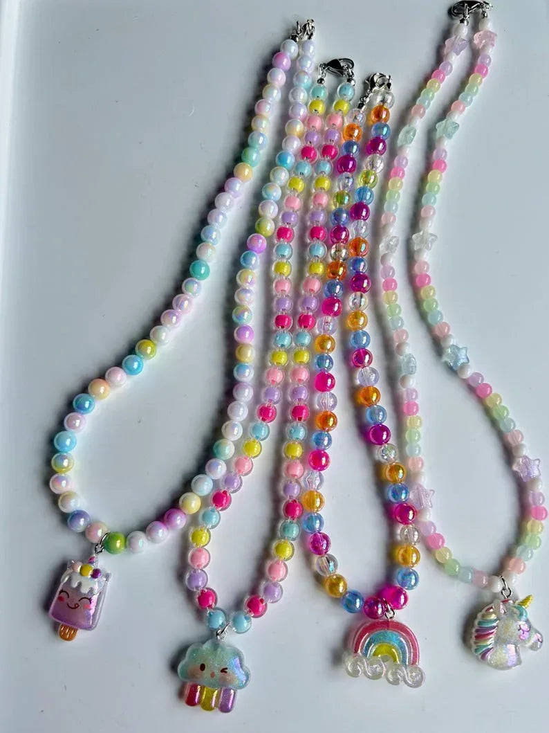 Cute Handmade Kawaii Pastel necklaces, acrylic beads, cute core, beaded jewelry Beadsbylillixx