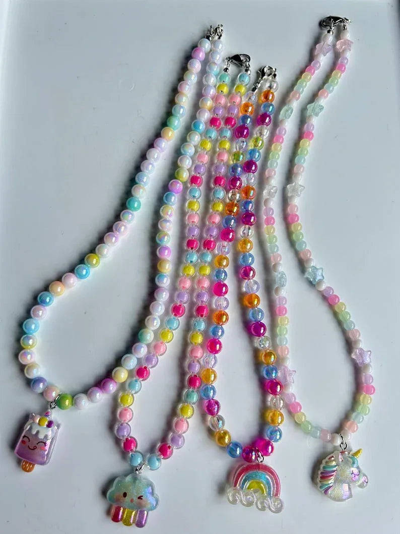 Cute Handmade Kawaii Pastel necklaces, acrylic beads, cute core, beaded jewelry Beadsbylillixx