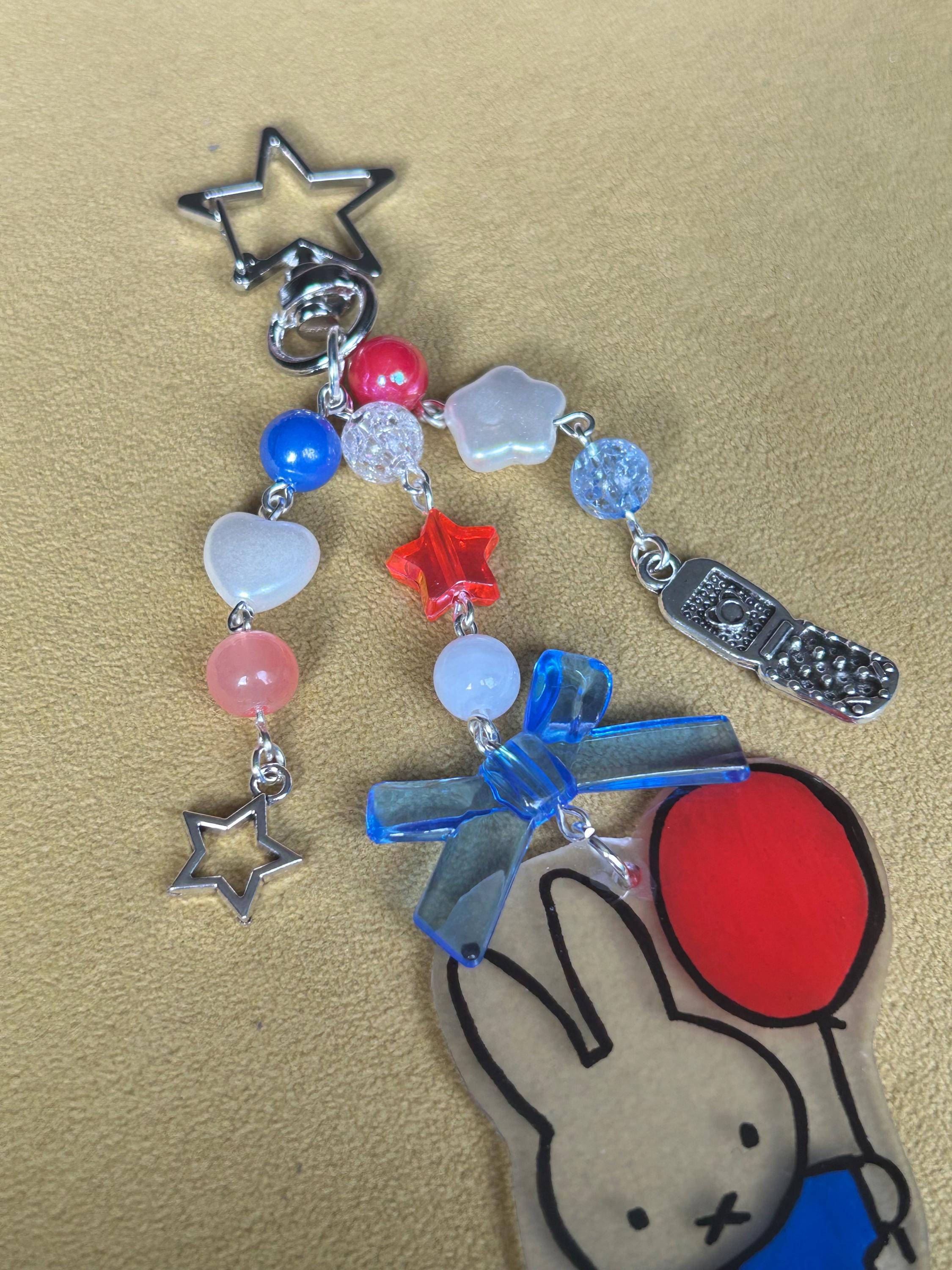 HANDMADE Cute Hand Drawn Shrinky Dink Miffy Inspired Keychain