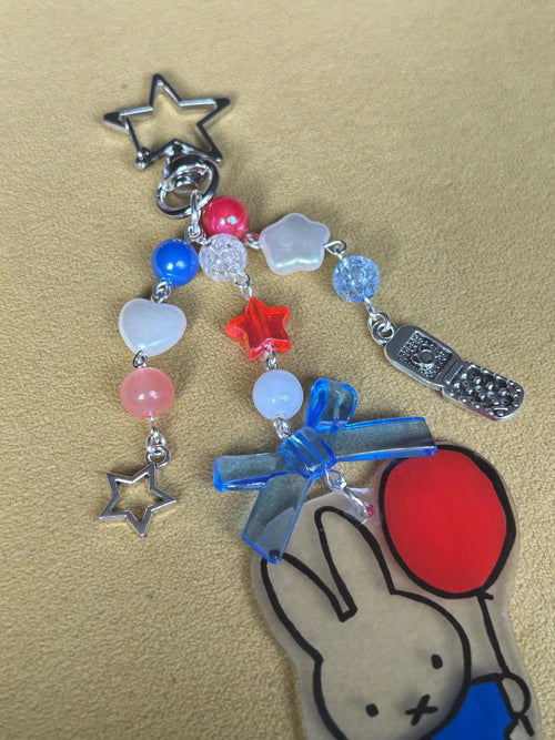 HANDMADE Cute Hand Drawn Shrinky Dink Miffy Inspired Keychain - Beadsbylillixx