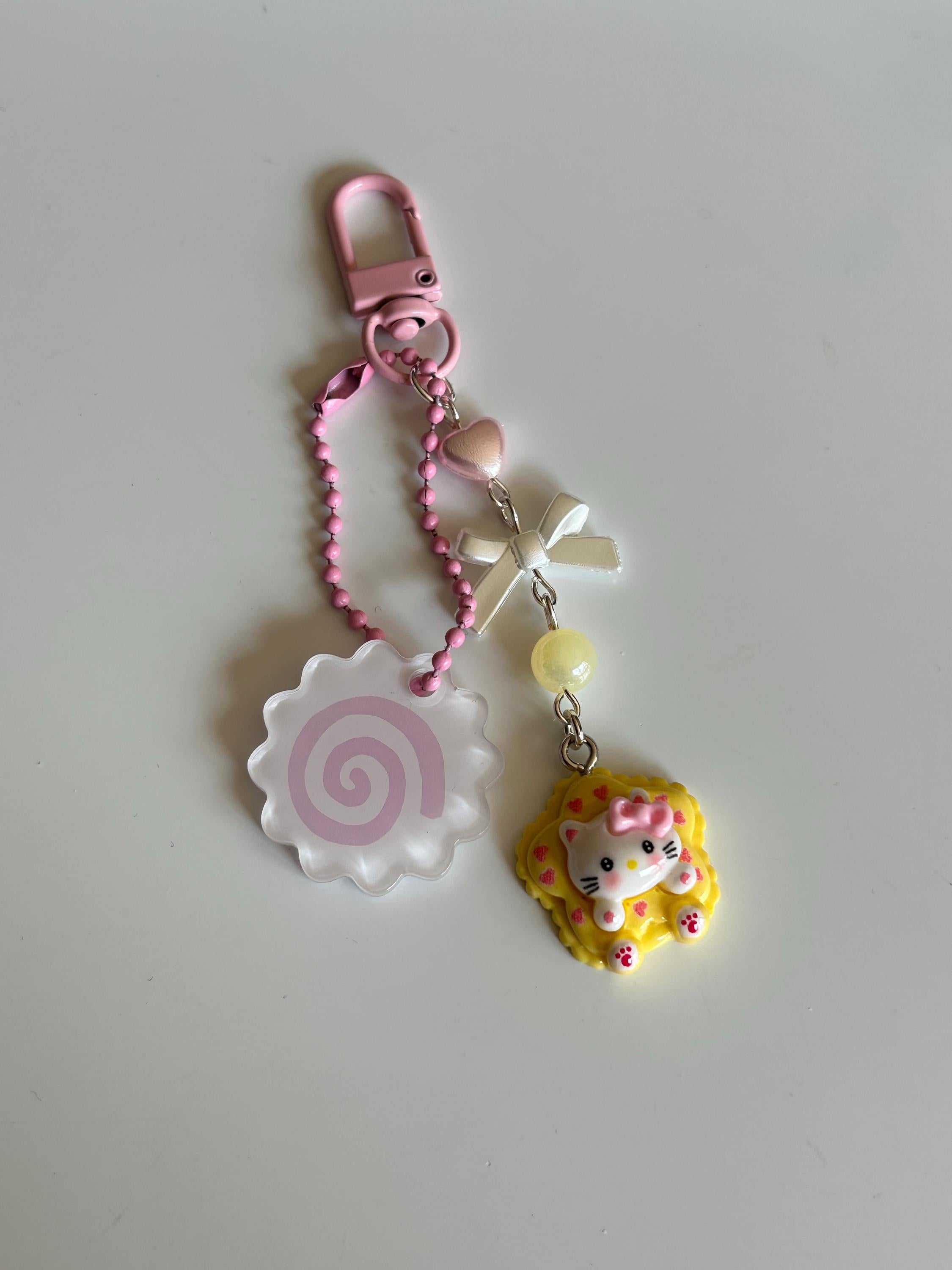 HANDMADE Cute Hello Kitty Cookie Themed Phone Charms and Matching Keychains Keychain
