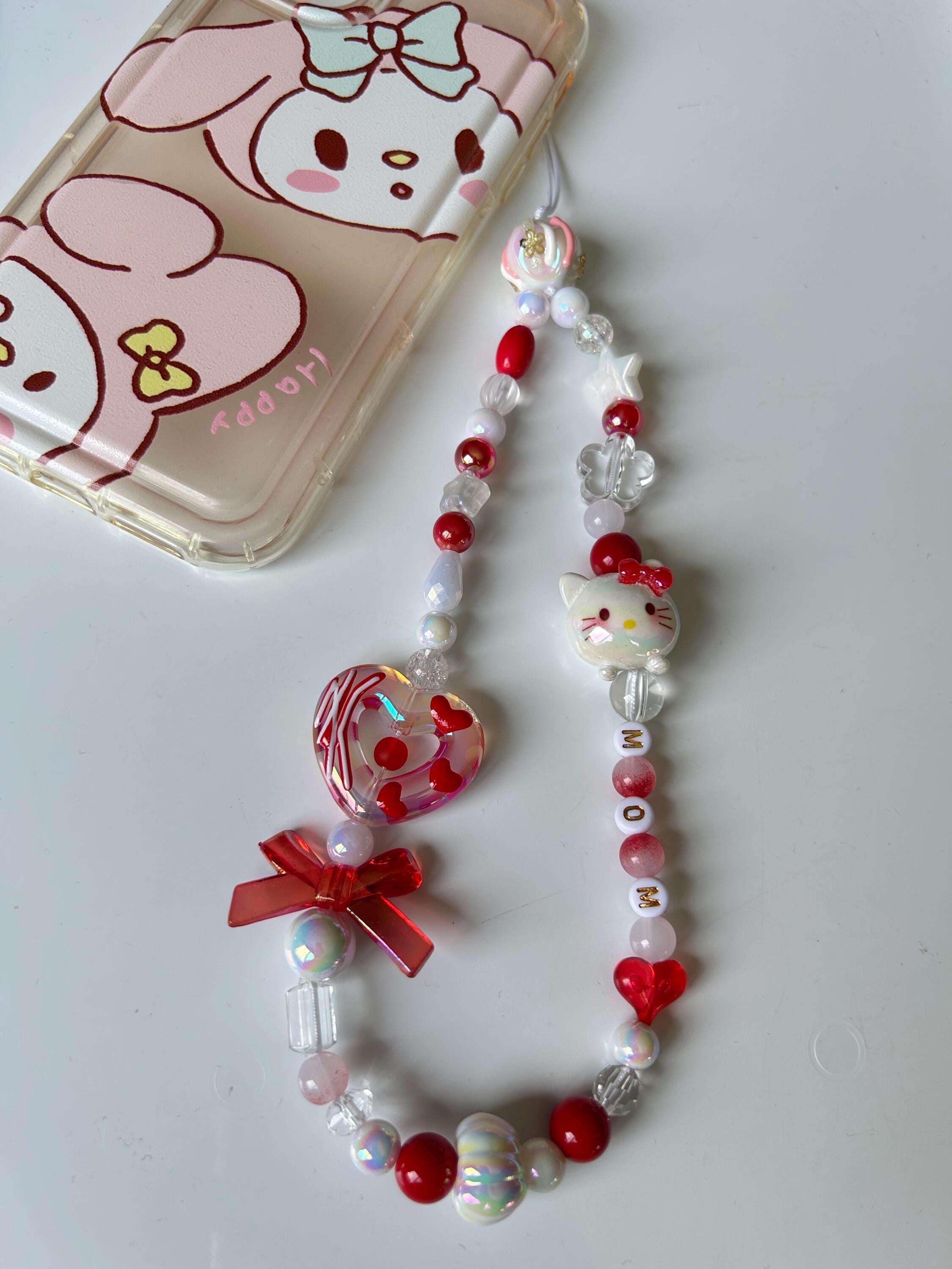 HANDMADE Cute Sanrio Inspired Hello Kitty Mom Phone Charms Red