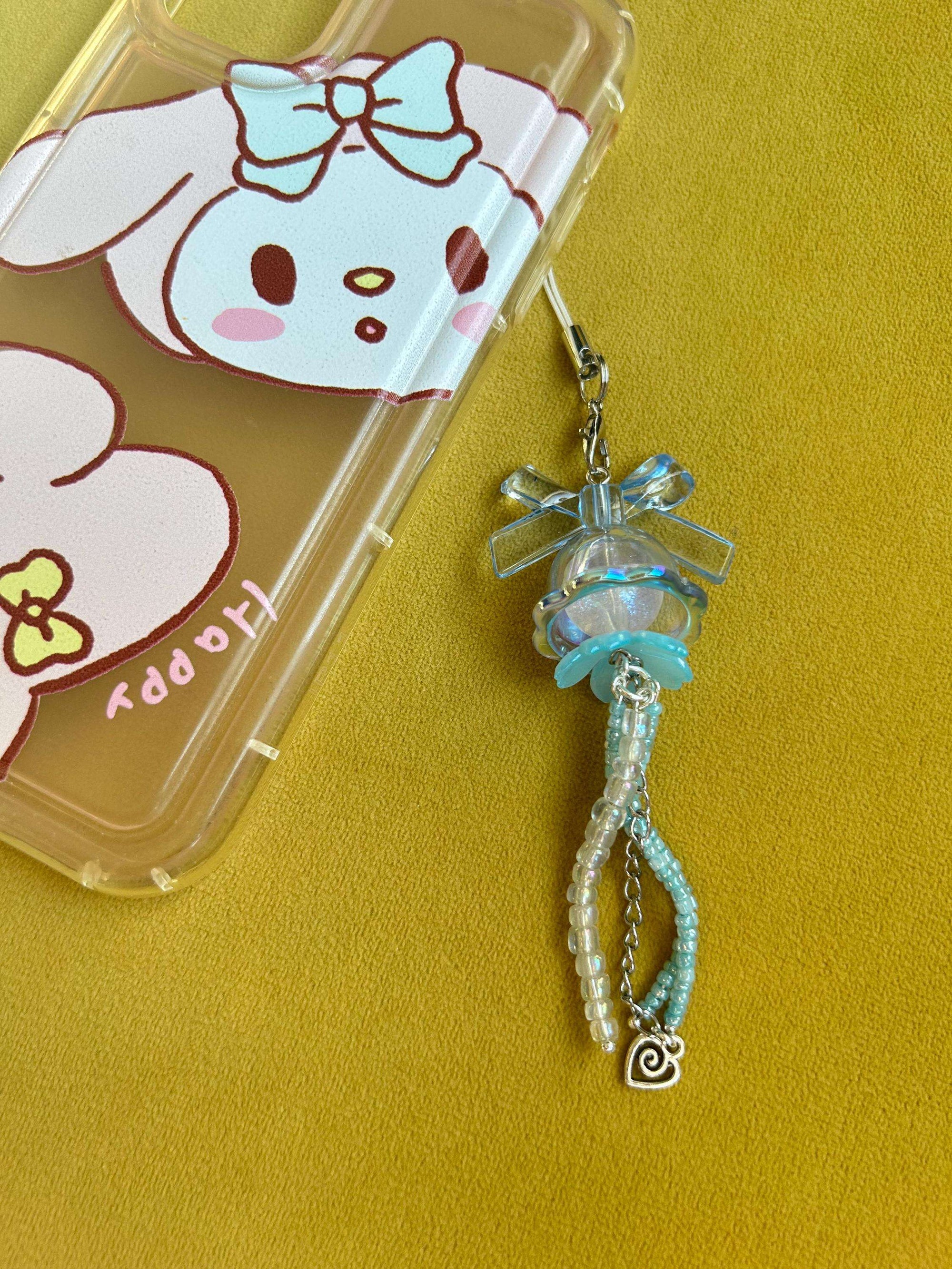 HANDMADE Cute Pastel Bow Jellyfish Phone Charms Tranquil Sky