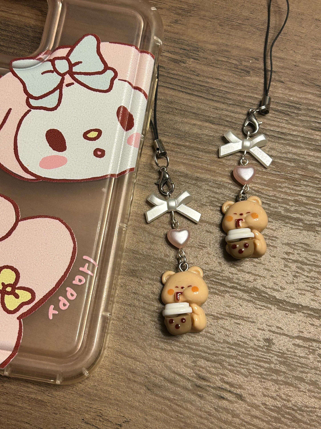 HANDMADE Cute Kawaii Boba Tea Bunny and Bears Phone Charms