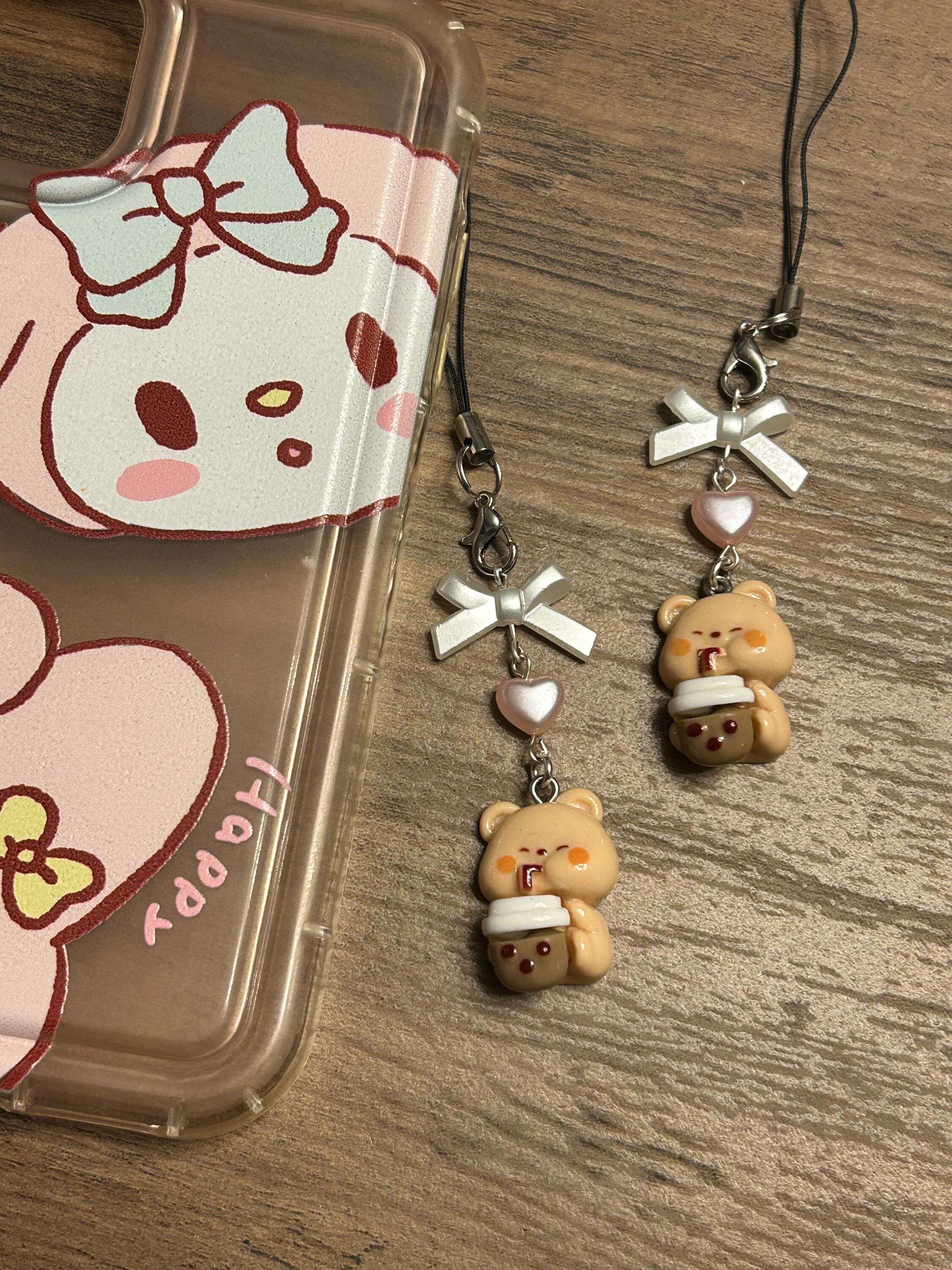 HANDMADE Cute Kawaii Boba Tea Bunny and Bears Phone Charms