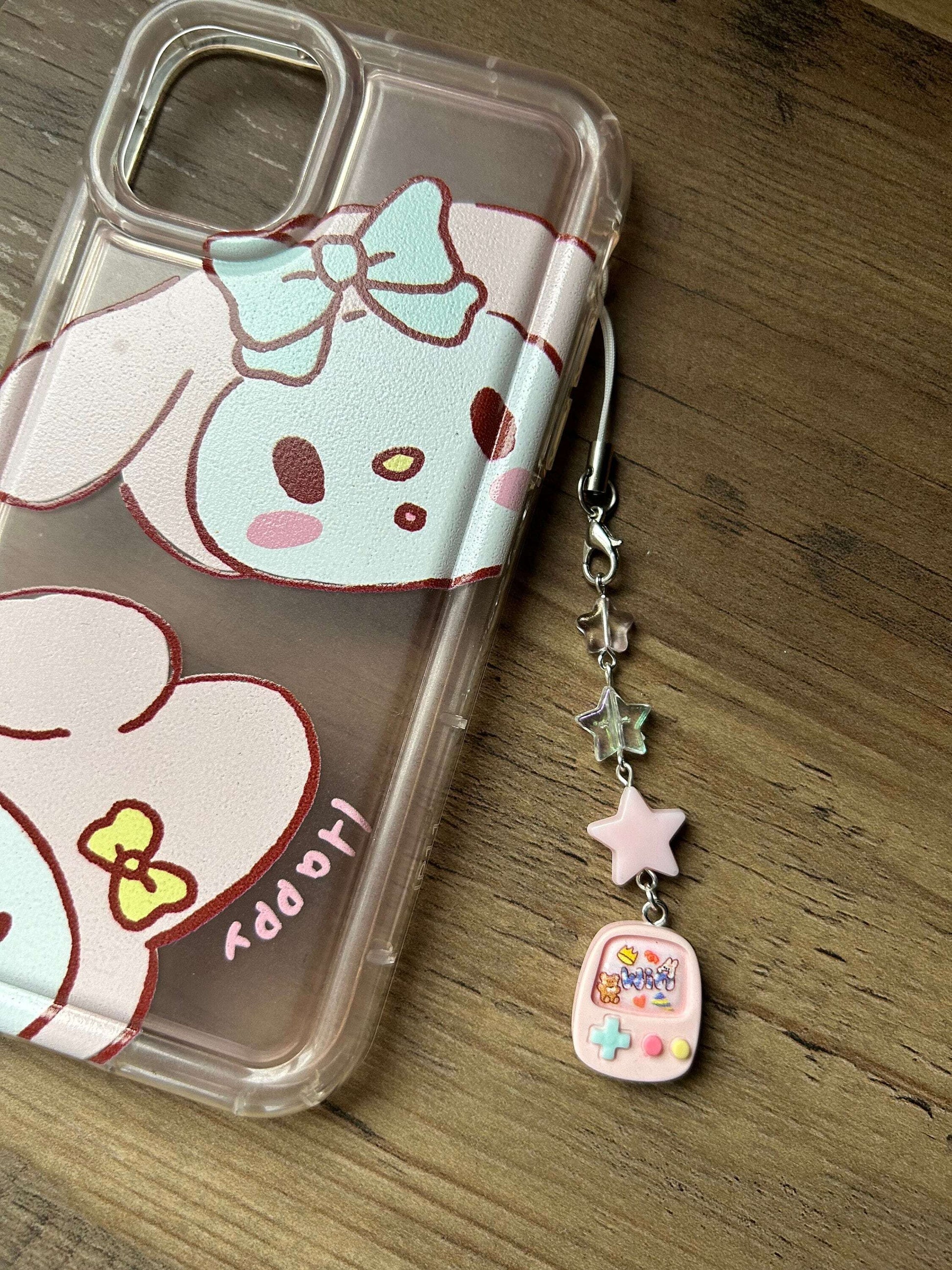 HANDMADE Cute Retro Games Console Phone Charms Pink