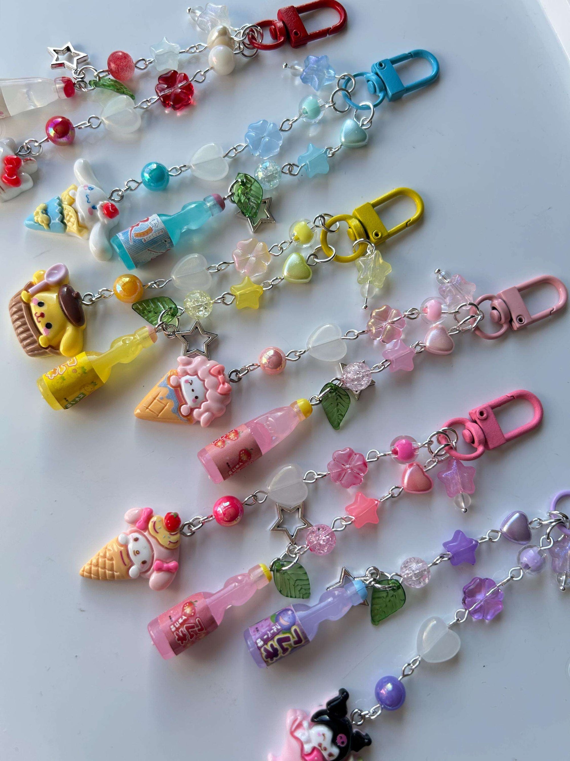 HANDMADE Kawaii Cute Sanrio Desserts Ramune Drink Bottle Keychains