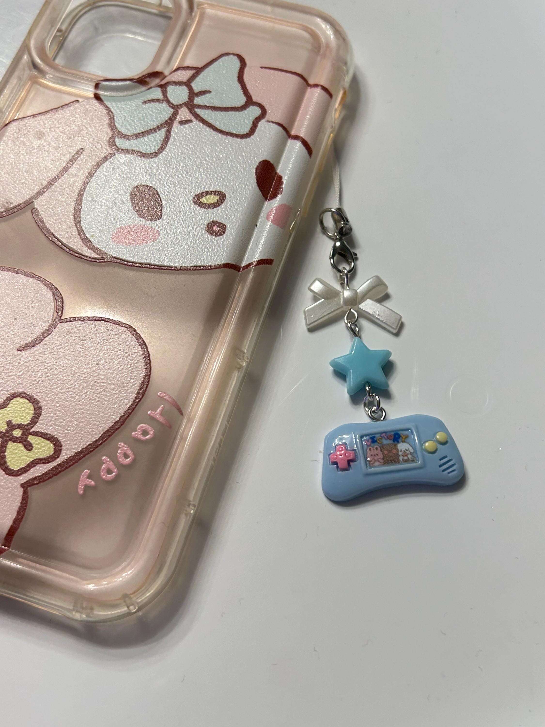 HANDMADE Cute Retro Gamer Girl Console Phone Charms Blue