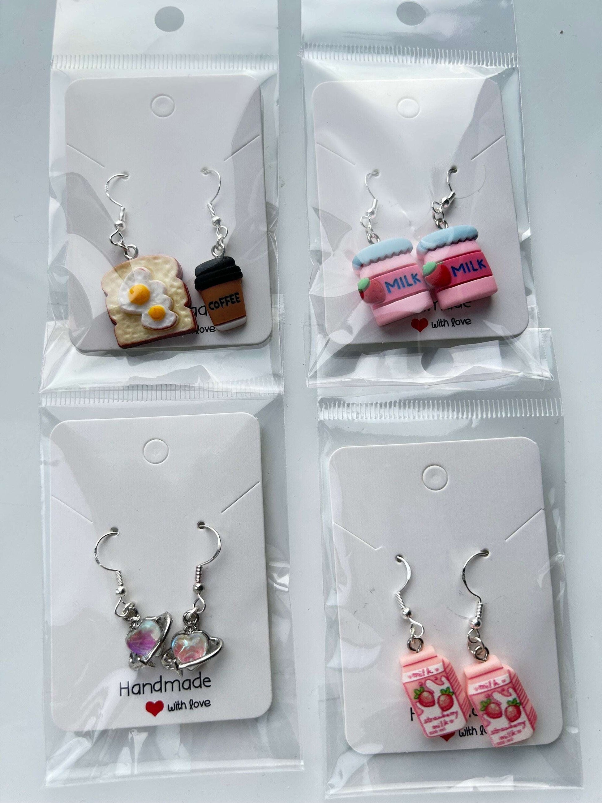 Handmade Cute Kawaii Food and Drink Sterling Silver Earrings