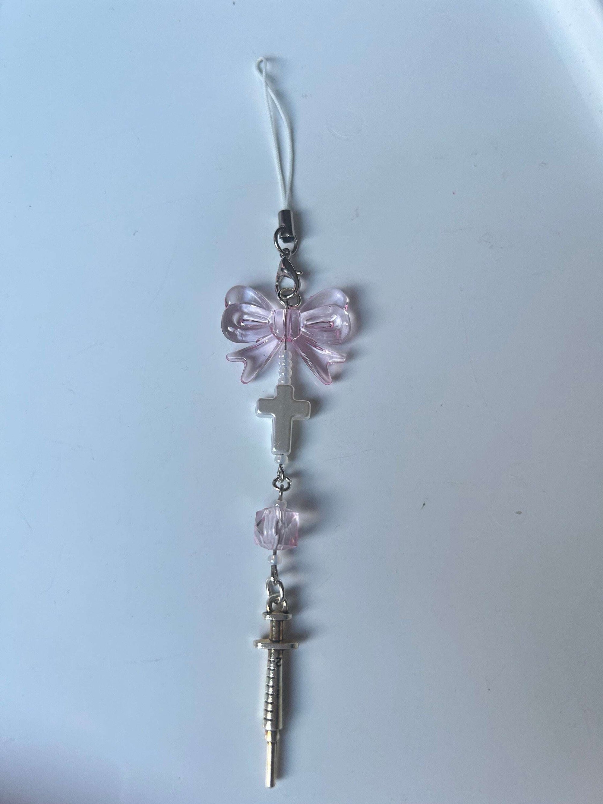 HANDMADE Cute Coquette Phone Charms White Syringe