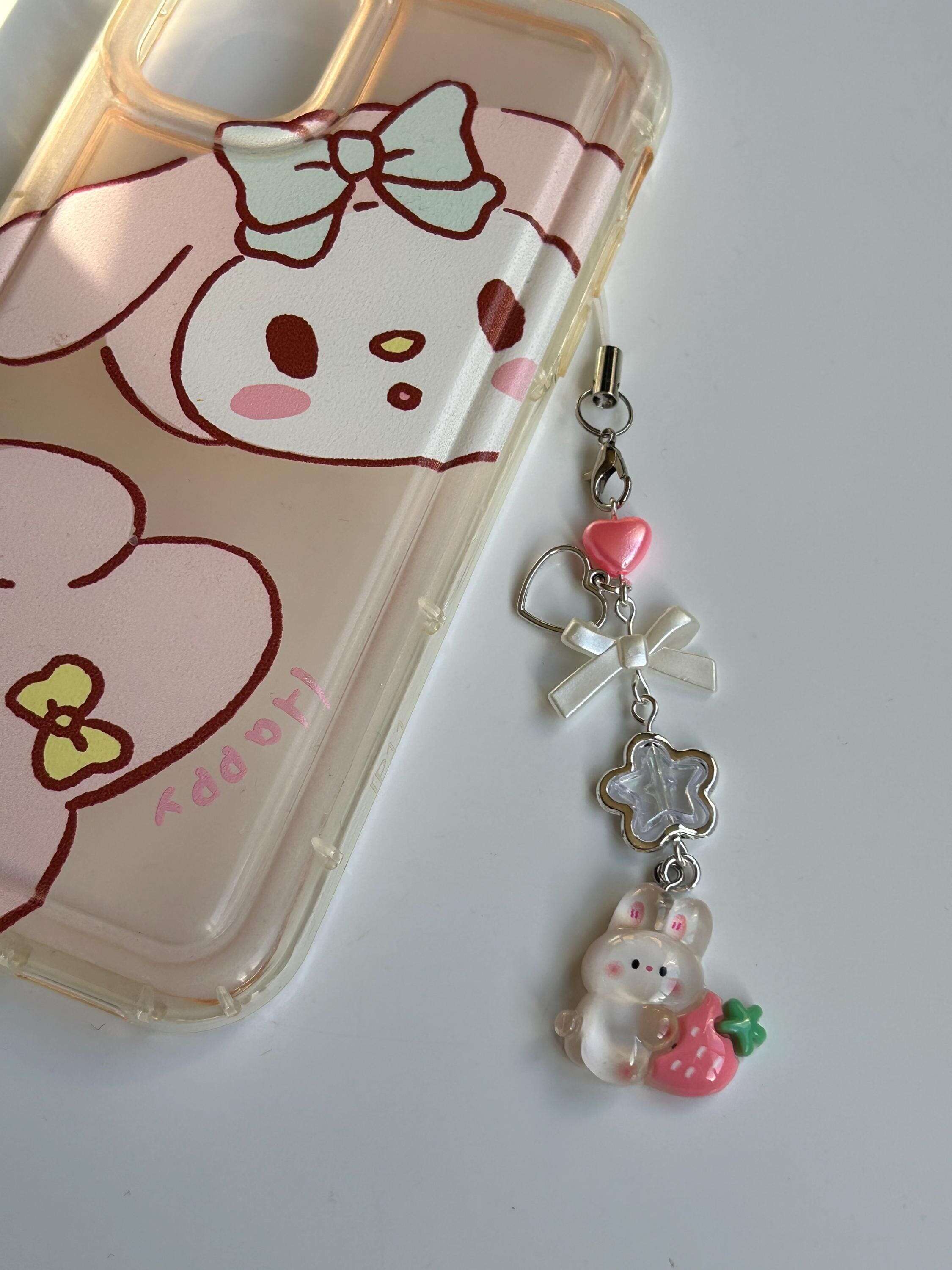 HANDMADE Cute Kawaii Bunny Phone Charms Bunny Tail Clear