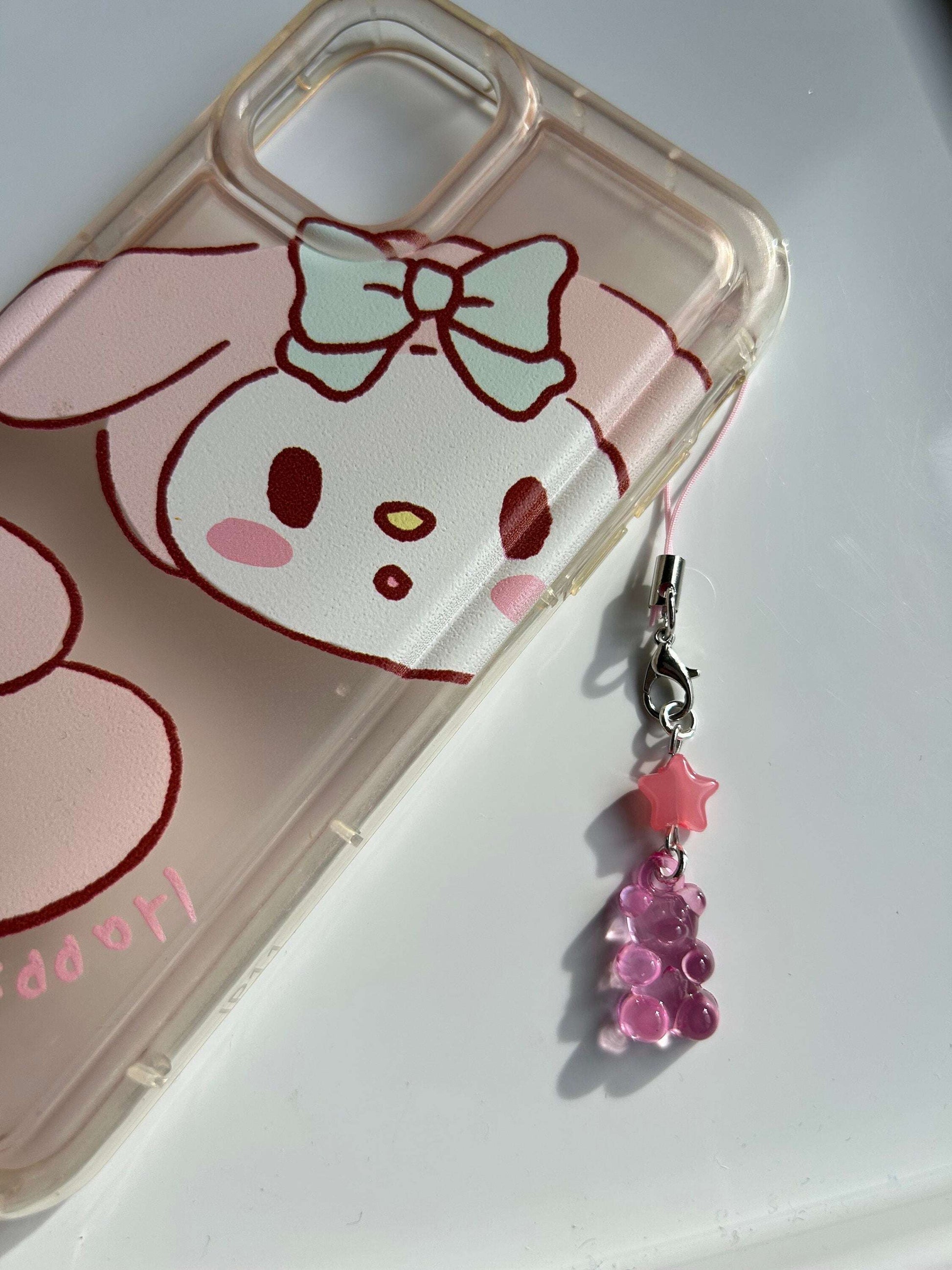 HANDMADE Kawaii Cute Gummy Bear Phone Charms Dark Pink