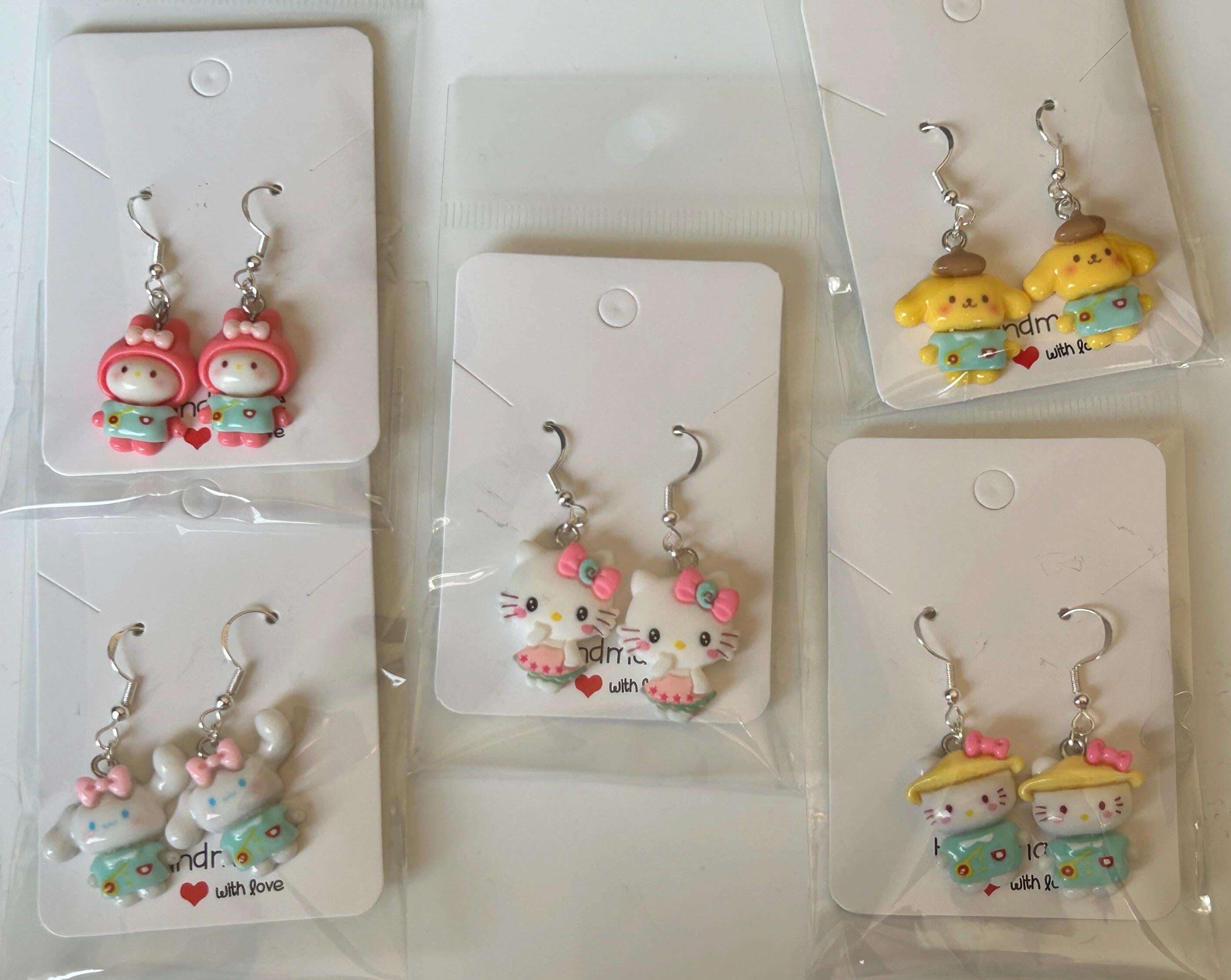 Handmade Cute Sanrio Spring Themed Charm Sterling Silver Earrings