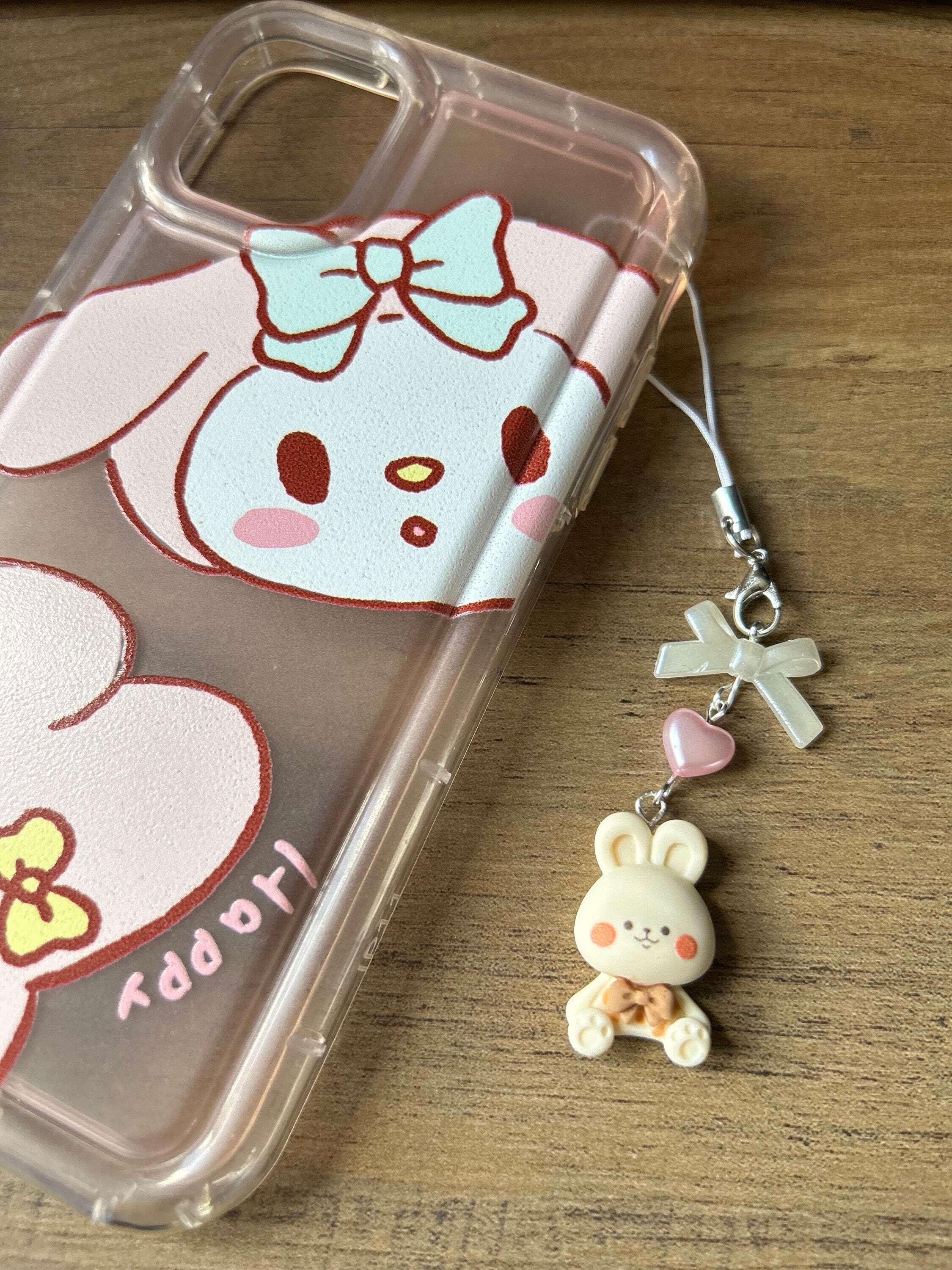 HANDMADE Cute Kawaii Choco Bunny and Bears Phone Charms Vanilla Bunny