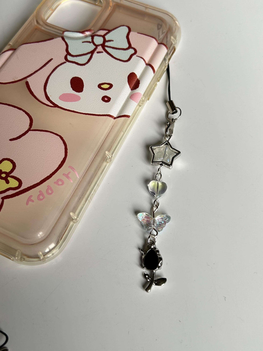 HANDMADE Cute Whimsical Black Phone Charms Flower