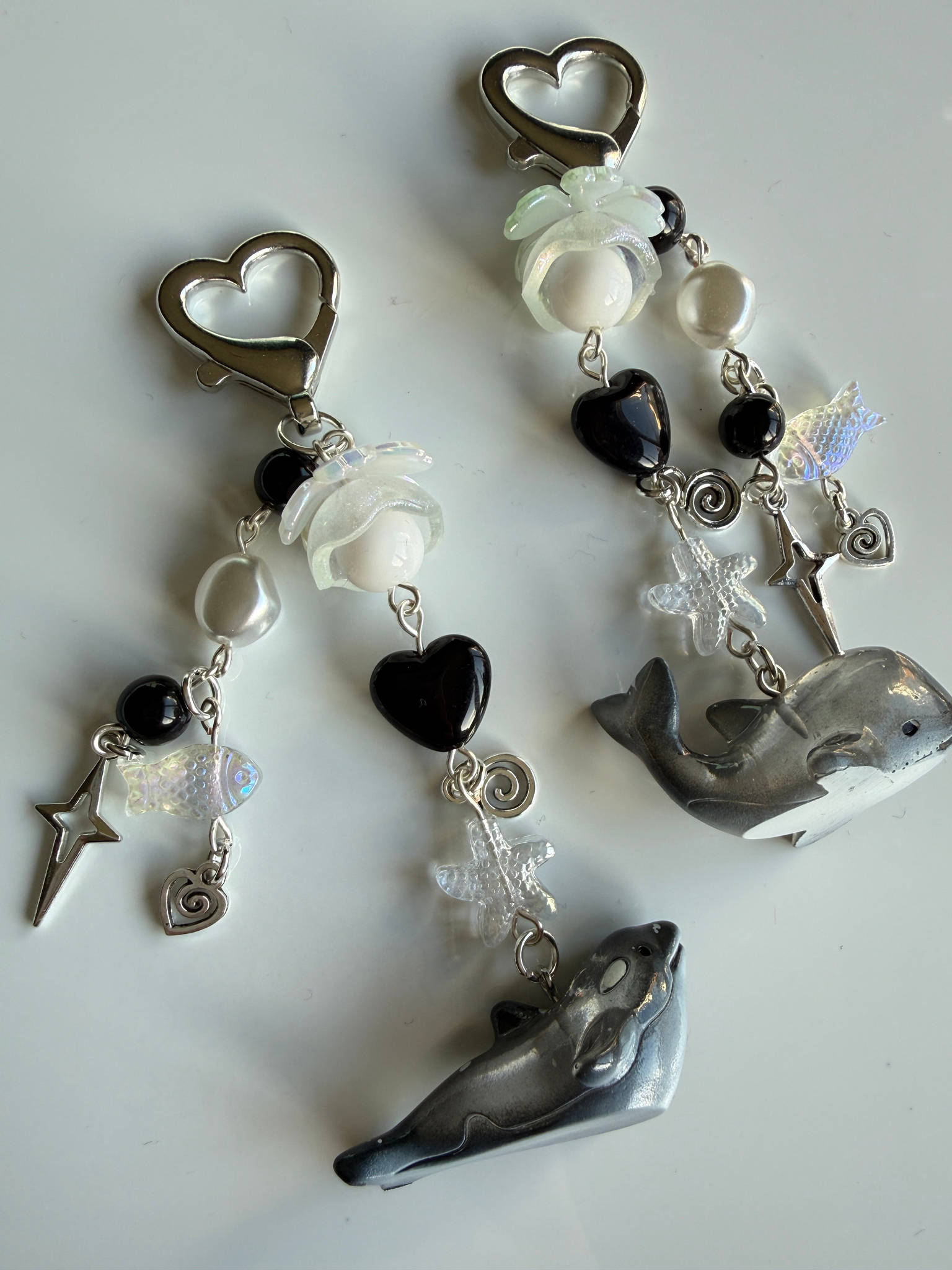 Galaxy Whale & Orca Kawaii Keychain – Cosmic Ocean Friend Bag Charm, Cute Space Whale Charm, Handmade Galaxy Sea Creature Keychain Beadsbylillixx