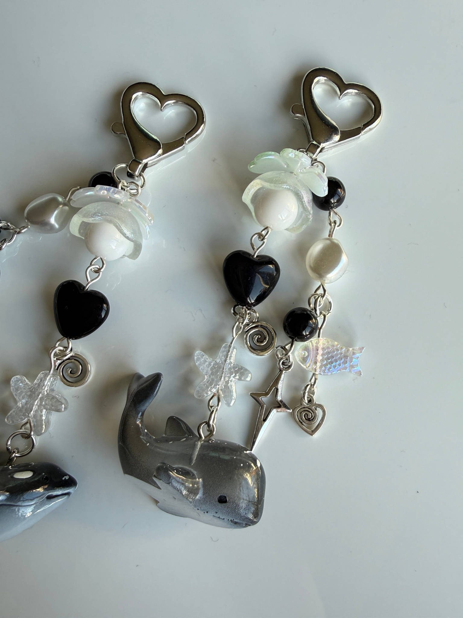 Galaxy Whale & Orca Kawaii Keychain – Cosmic Ocean Friend Bag Charm, Cute Space Whale Charm, Handmade Galaxy Sea Creature Keychain Beadsbylillixx