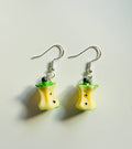 Green Apple Core Earrings Handmade Kawaii Fruit Jewellery | Cute Resin Dangle Earrings Y2K Aesthetic Beadsbylillixx