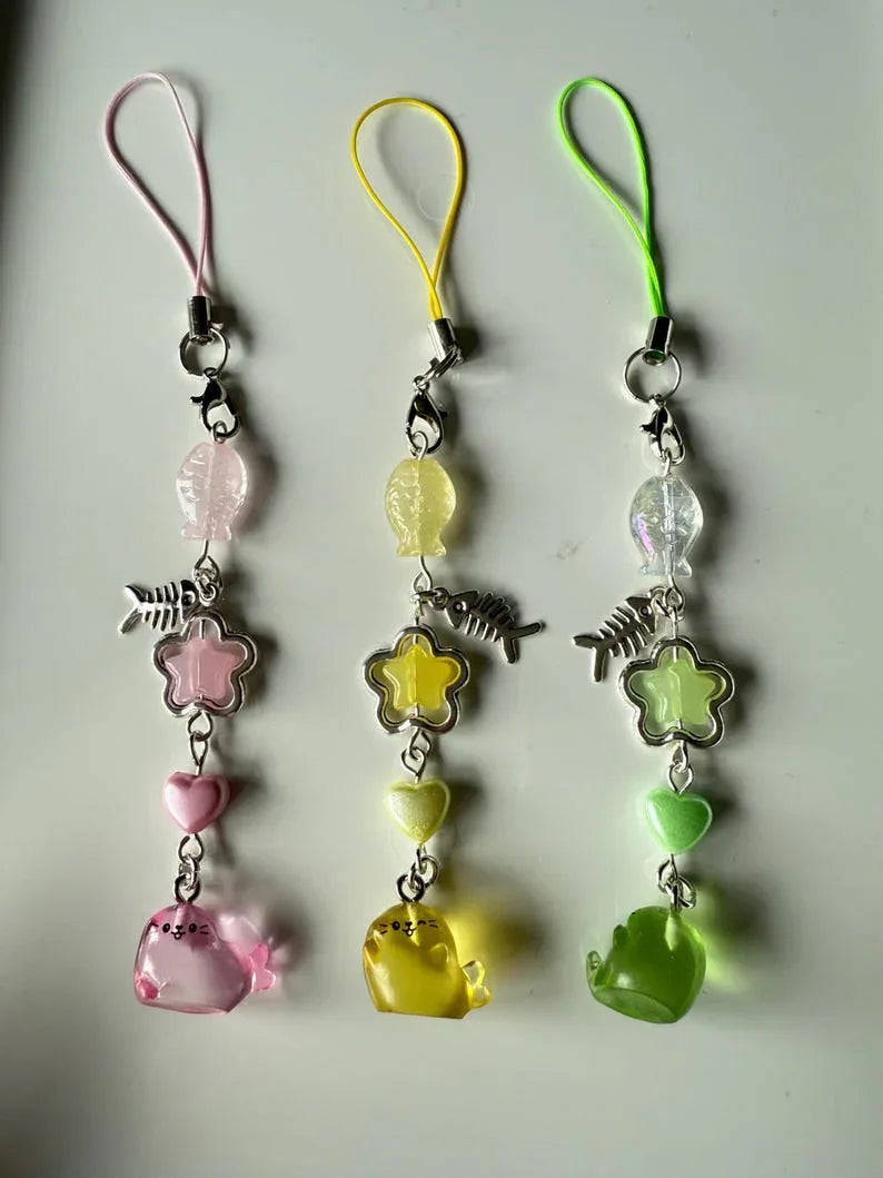 Handmade Colourful Kawaii Seal Phone Charms Beadsbylillixx