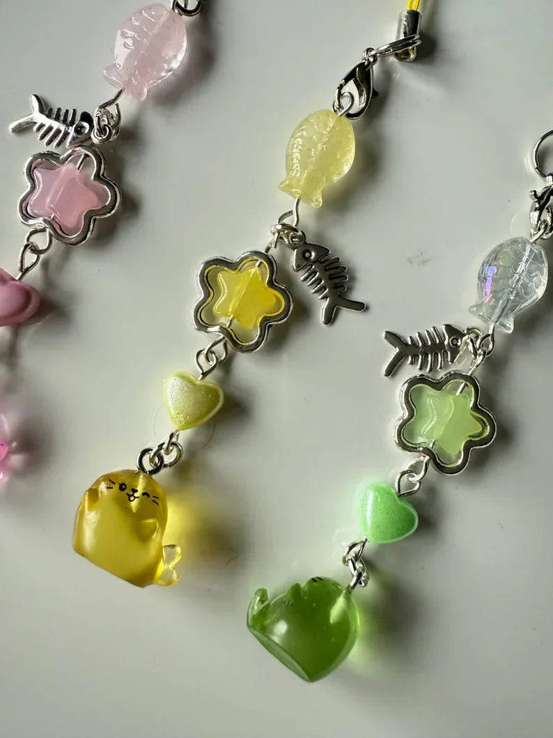 Handmade Colourful Kawaii Seal Phone Charms Beadsbylillixx