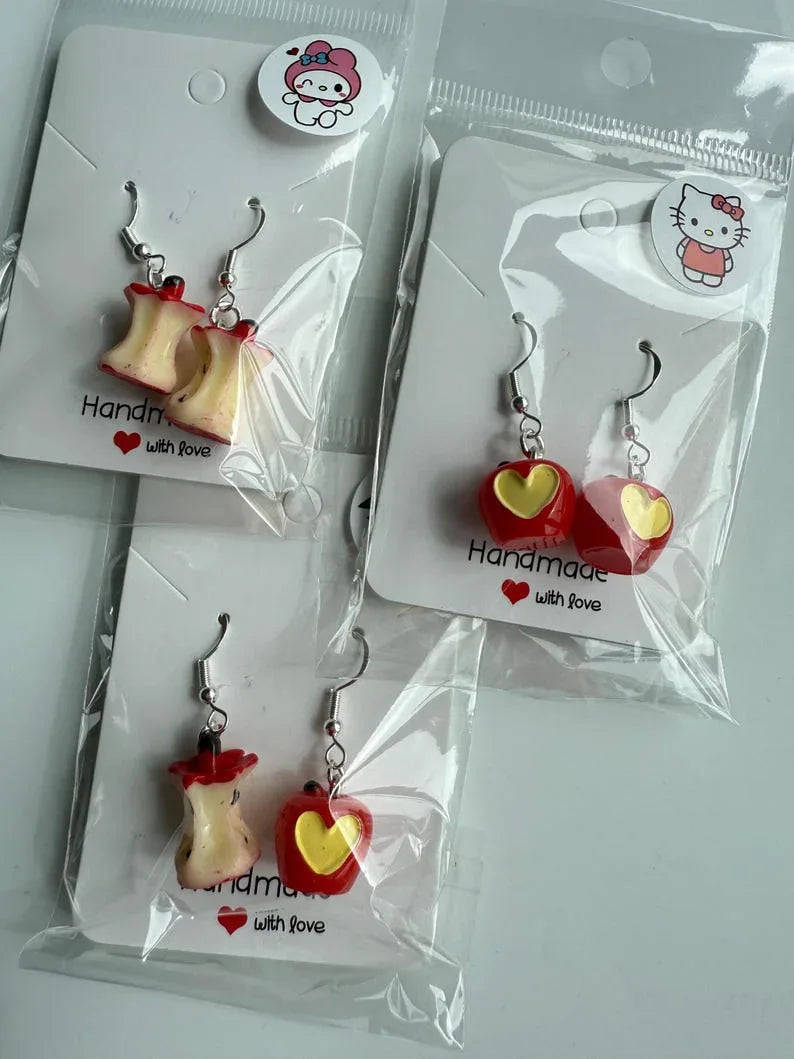 Handmade Cute Apple Sterling Silver Earrings Beadsbylillixx