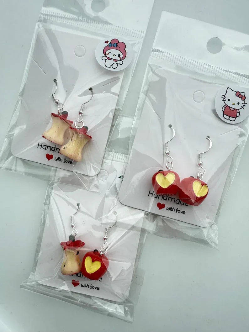 Handmade Cute Apple Sterling Silver Earrings Beadsbylillixx