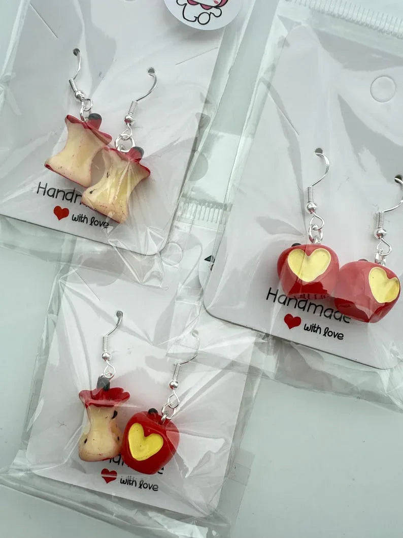 Handmade Cute Apple Sterling Silver Earrings Beadsbylillixx