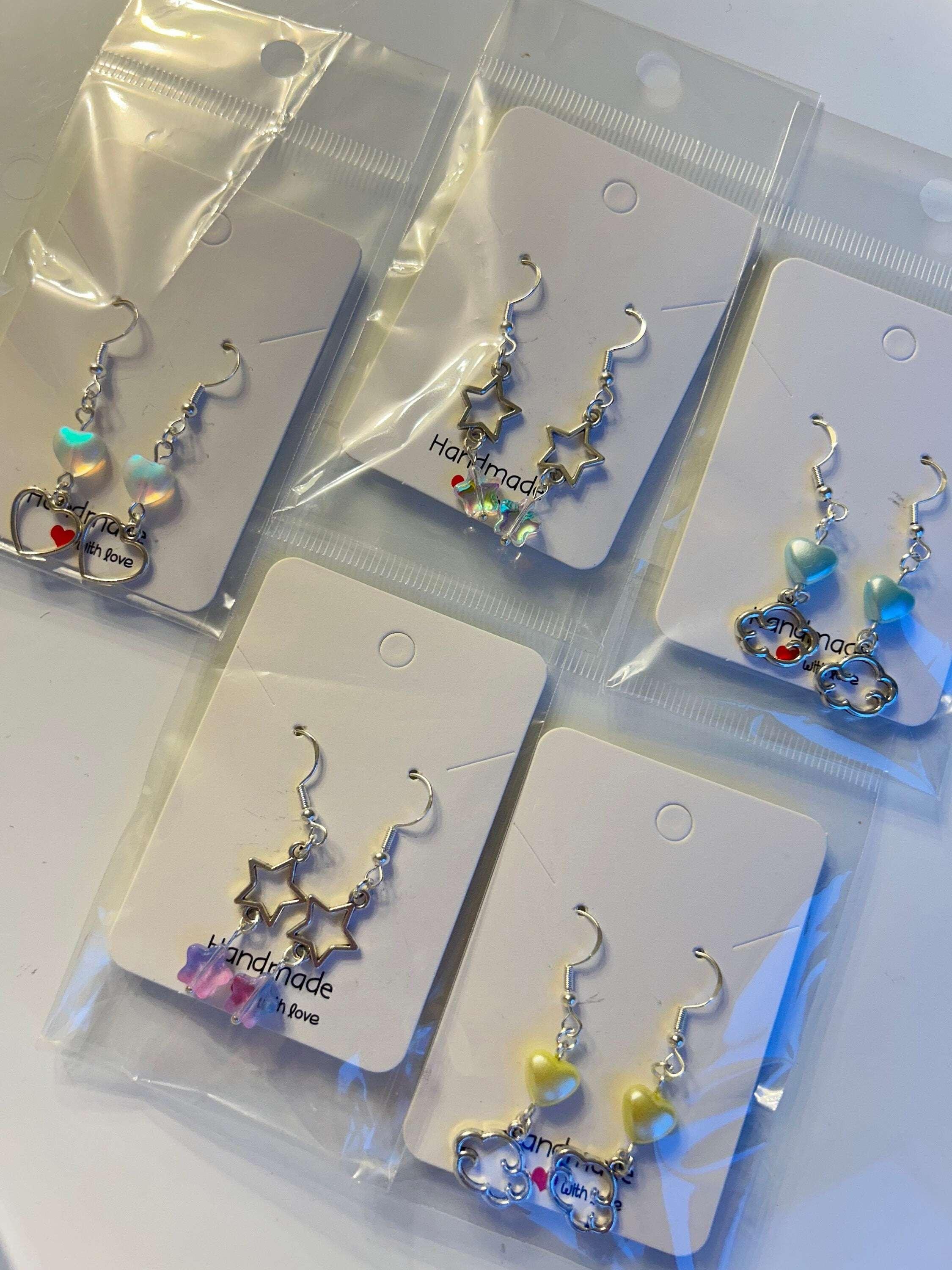 Handmade Cute Coquette Sterling Silver Clouds and Stars Earrings - Beadsbylillixx