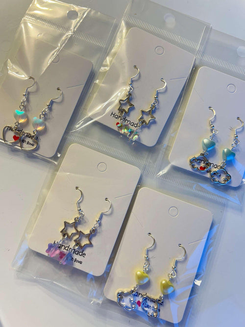 Handmade Cute Coquette Sterling Silver Clouds and Stars Earrings - Beadsbylillixx