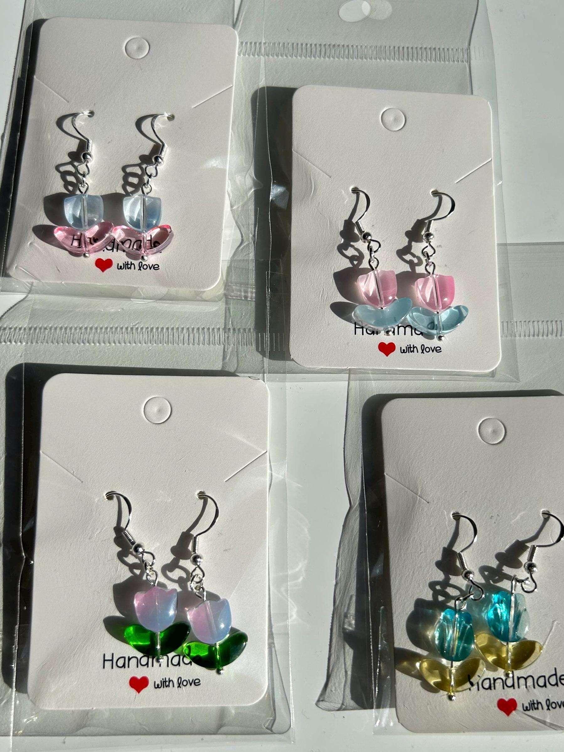Handmade Cute Coquette Sterling Silver Tulip Earrings - Beadsbylillixx