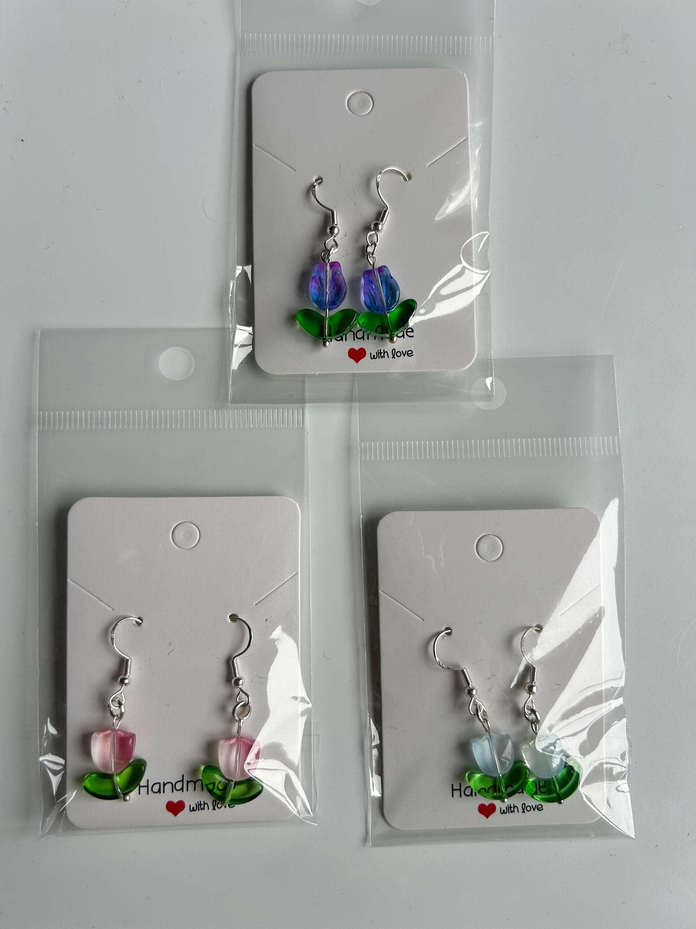 Handmade Cute Coquette Sterling Silver Tulip Earrings - Beadsbylillixx