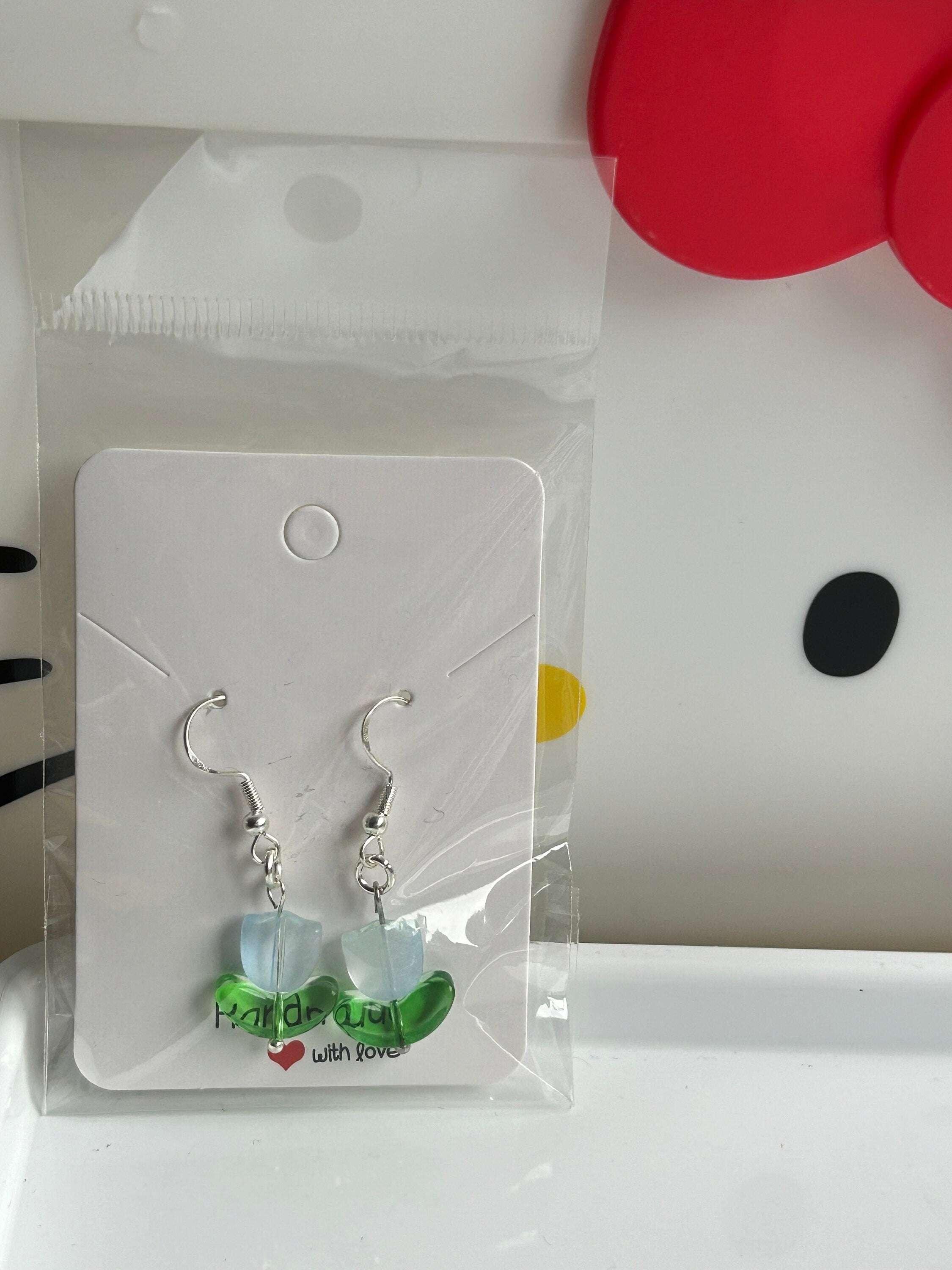 Handmade Cute Coquette Sterling Silver Tulip Earrings - Beadsbylillixx