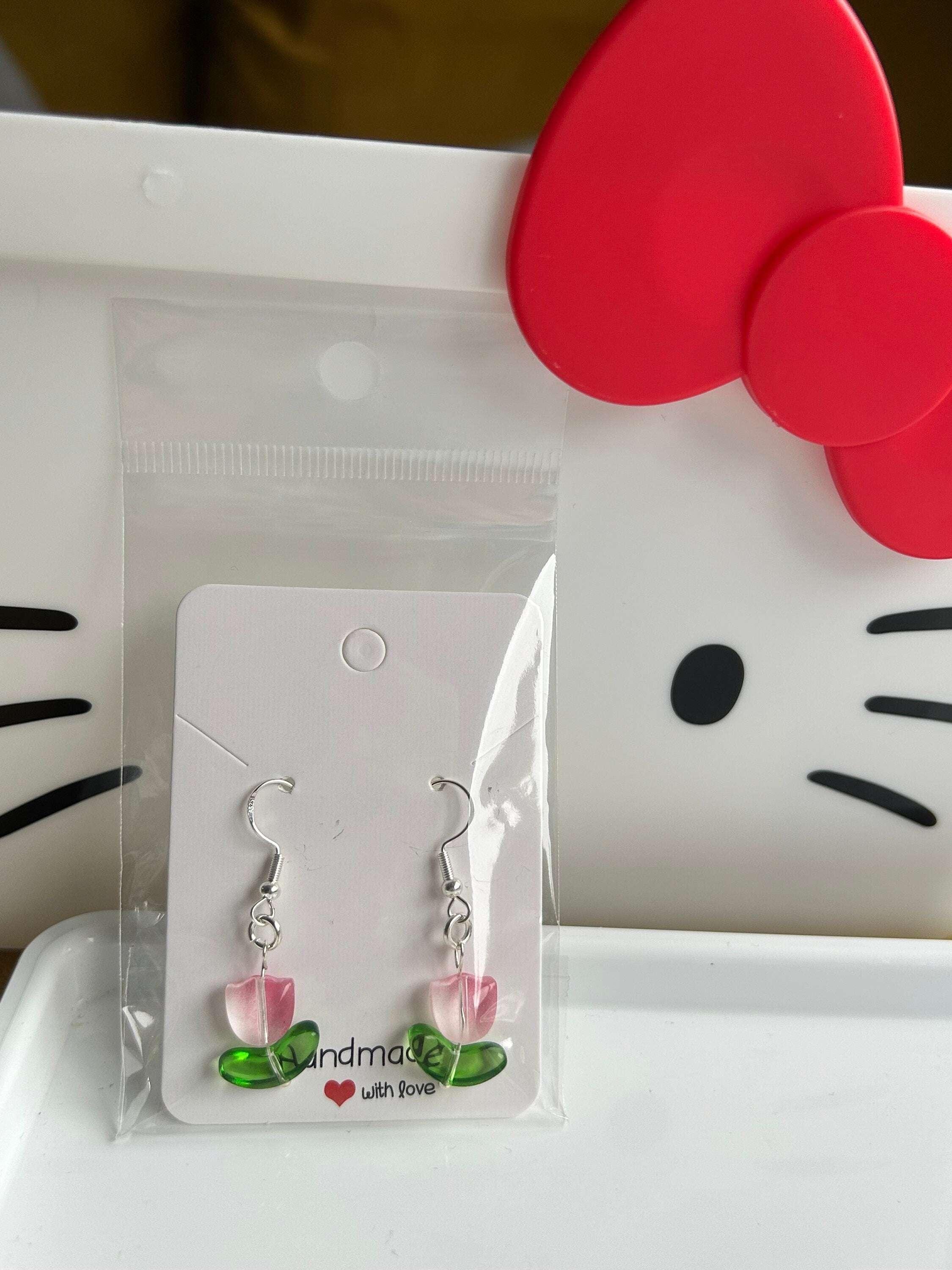 Handmade Cute Coquette Sterling Silver Tulip Earrings - Beadsbylillixx