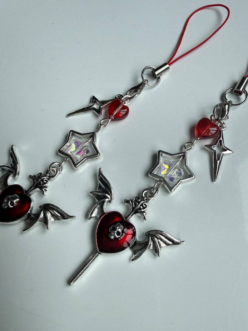 Handmade Cute Dark Gothic Phone Charm Beadsbylillixx