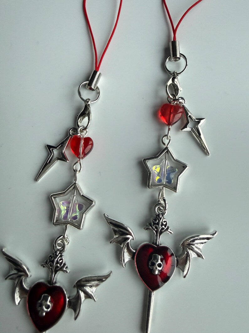 Handmade Cute Dark Gothic Phone Charm Beadsbylillixx