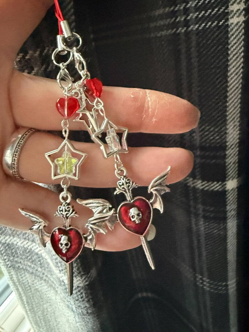 Handmade Cute Dark Gothic Phone Charm Beadsbylillixx