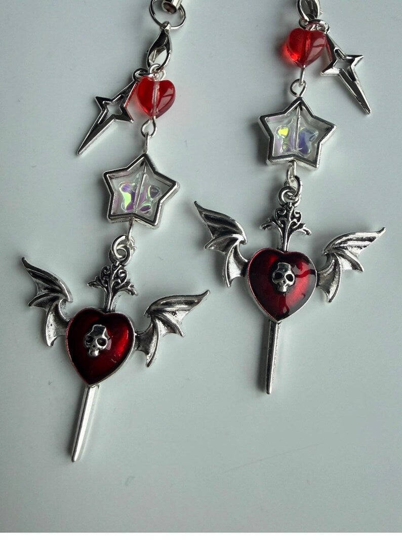 Handmade Cute Dark Gothic Phone Charm Beadsbylillixx